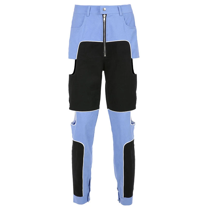 

arajuku hot Cargo Pants Women Hollow Out High Waist Trousers Streetwear Patchwork Sweatpants and Joggers Ladies