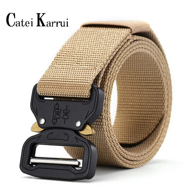 

Catei Karrui Men/Women Tactical Nylon Belt, Military Style Webbing Riggers Belt Metal Buckle Quick Release men's training Belt