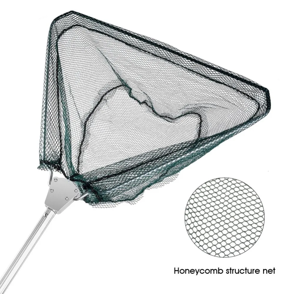 Телескопическая рыболовная приманка, рыболовная Ловушка с ручкой, прочная нейлоновая сетка из алюминиевого сплава, треугольная Складная рыболовная сеть