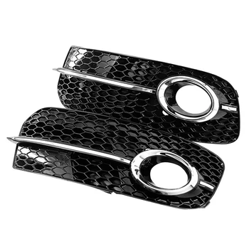 

Black Right Left Front Lower Bumper Fog Light Grille Cover Fit 13-15 Q5