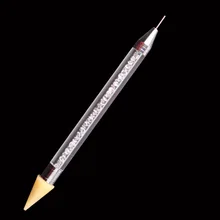 Поперечная граница для карандаш для маникюра стиль роспись ногтей искусственный бриллиант горный хрусталь карандаш из нержавеющей стали двуглавый двойной очистки
