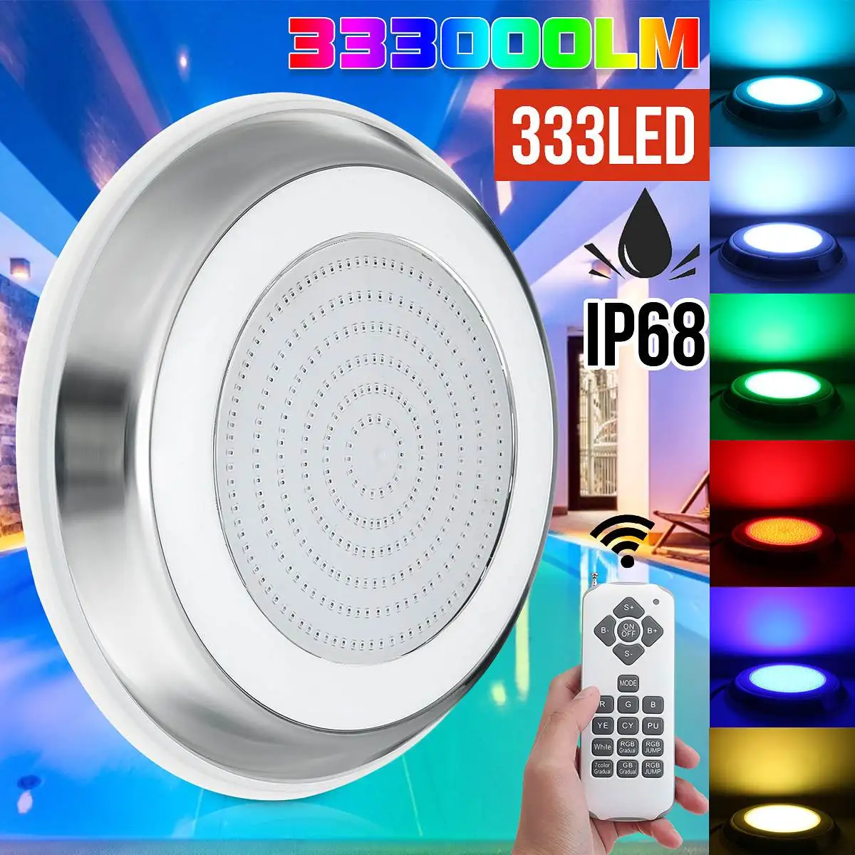 Conduziu a Lâmpada da Piscina com Controle Fixado na Parede Ip68 à Prova Dwaterproof Água Remoto Dc12v Rgb - Incorporado Subaquática Submersível Luz 35 w 4 Luzes subaquáticas