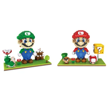 

Classic game figures micro diamond block nintendoes super mario bros 3D scenes Luigi nanobricks toys for kid gift building brick