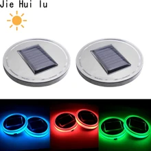 1 шт. автомобильный Солнечный Кубок коврик нескользящий коврик светящийся светодиодный светильник накладка атмосферная лампа автомобильные аксессуары украшения Автомобильная чашка