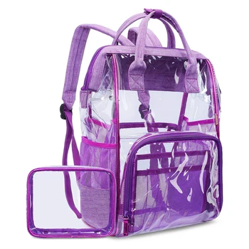 

Lady Fashionable Casual PVC Bag 15.6 Inch Waterproof Transparent Bag Two-piece Large Capacity PVC Tablet Laptop Bag Backpack