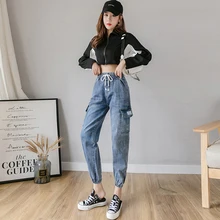 Специальный дизайн эластичные бойфренды для женщин джинсы женские плюс размер свободные джинсы Высокая талия стрейч джинсовые шаровары femme