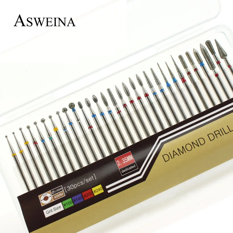 NO2 ASWEINA 30 шт./компл. Алмазных фрез для маникюра/педикюра кутикулы аппарат для маникюра машина аксессуары фреза инструменты удаления Пилочки для ногтей - Цвет: NO2