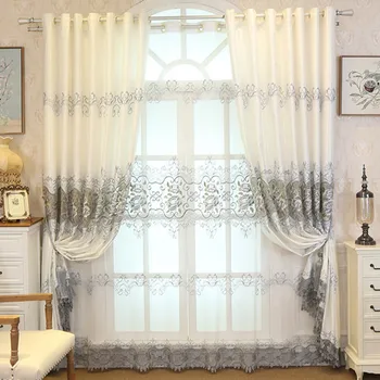 

European Curtains for Living Dining Room Bedroom Hollow Out Water Soluble Embroidery Shading Curtains