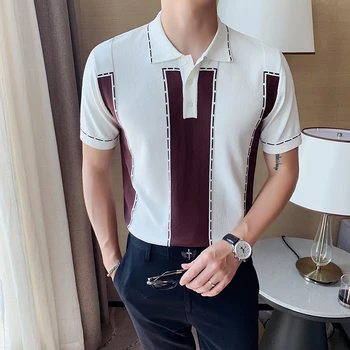 

Fashion 2020 Summer Polo Men Brand New Streetwear Slim Fit Knitted Men Polo Shirt Short Sleeve Casual Polos For Men High Quality