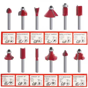 

12pcs Mini 6.35mm Shank Woodworking Milling Cutter Engraving Machine Wood Milling Trimming Special Hand Tool Accessories
