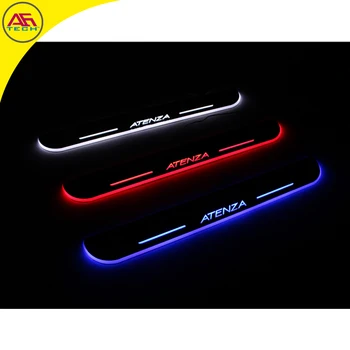 

White red blue light moving door welcome pedal strip threshold door sill protective pedal scuff plates for Mazda 6 Atenza 2014+