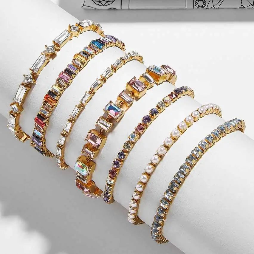 

2020 Fashion Charm Crystal Bracelet for Women Colorful Statement Wedding Jewelry Bangles Lady Elegant Accessories Party Gifts