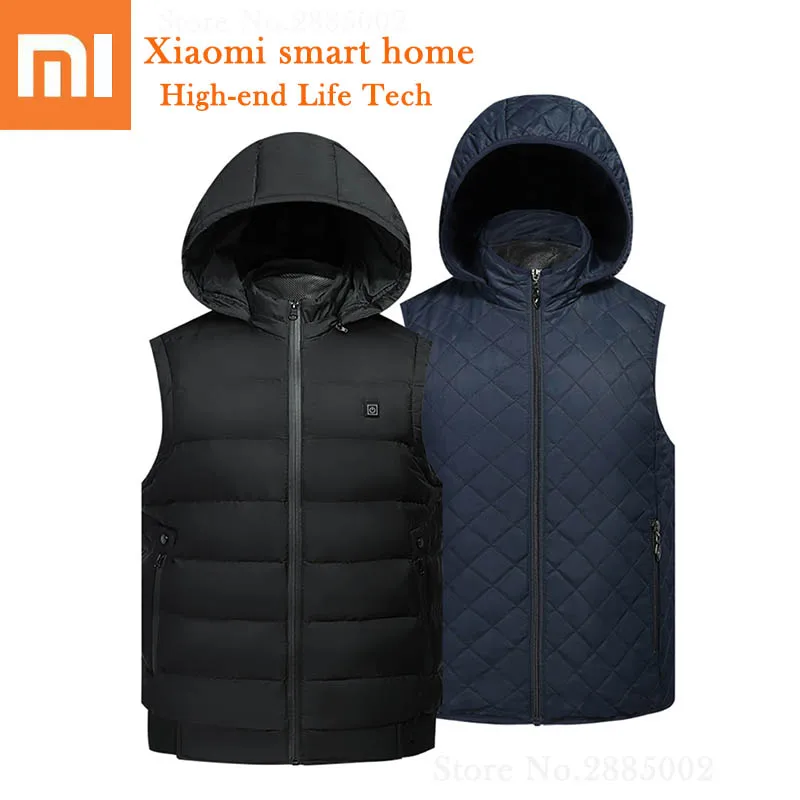  Xiaomi Heating Casual Vest Autumn Spring Zipper Men Fashion Solid Sleeveless Hoodies Cardigans Jack