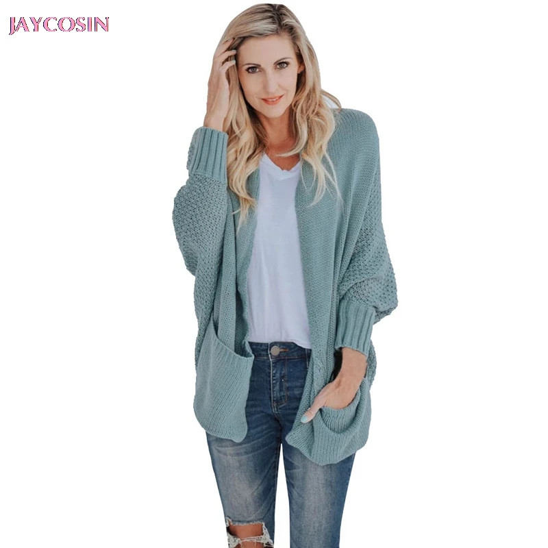 

JAYCOSIN 2019 Sweater Pelaje femenino Women Warm Bat Sleeve Long Knit Cardigan Sweater Open Stitch Sweater Manteau femelle #0820