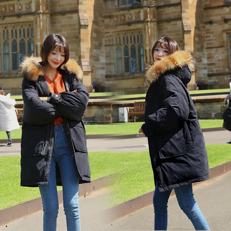 

2019 Winter New Style Korean-style Fashion down Jacket Cotton-padded Clothes Mid-length Cotton-padded Clothes Women's Loose Wome
