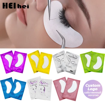 

50/100 pairs Patches for Eyelash Extension Under Eye Pads Paper Patches Pink Lint free Stickers for False Eyelashes custom logo