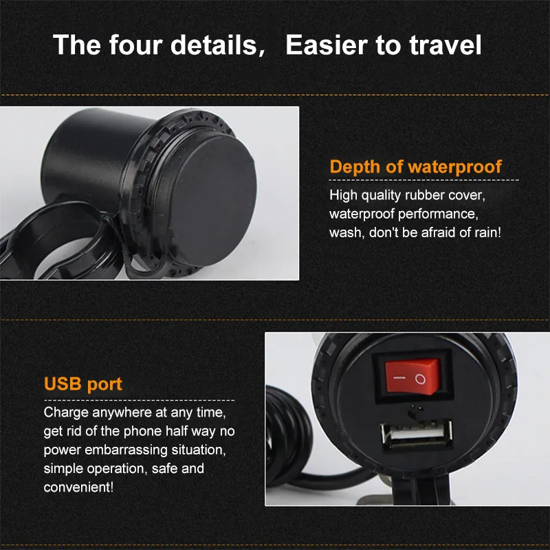 USB мотоцикл водонепроницаемый переключатель гнездо мотоцикла телефон зарядное устройство прикуриватель адаптер для мобильных телефонов планшеты MP3 MP4