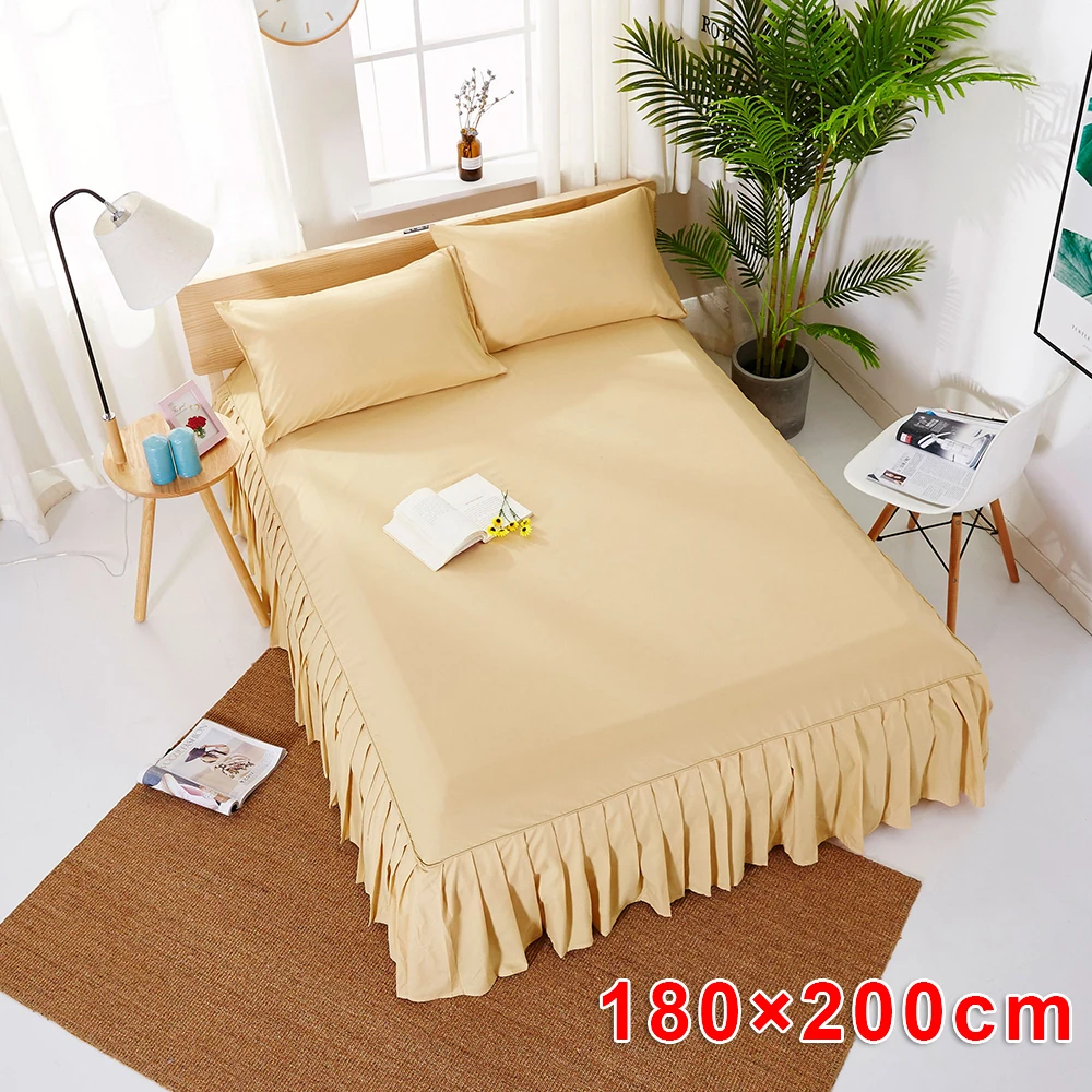 1* кровать юбка эластичная простыня матрас защитный чехол отель плиссированные постельное белье украшения