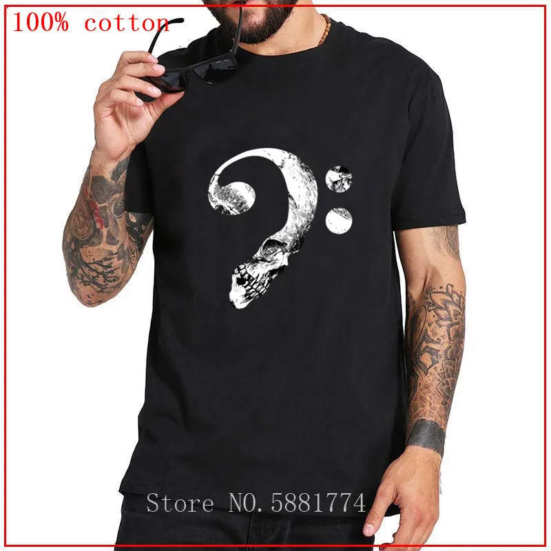 Пародия Басс клеф череп Note Футболка мужская смешные музыкальные ноты футболка