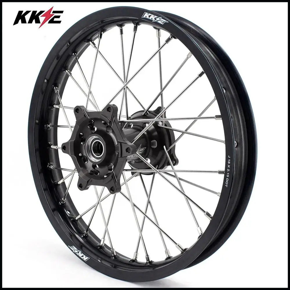 KKE 21& 18 спиральный эндуро колеса Набор для HONDA CRF250R 2004-2013 CRF450R 2002-2012 CNC черные Ободы ступиц