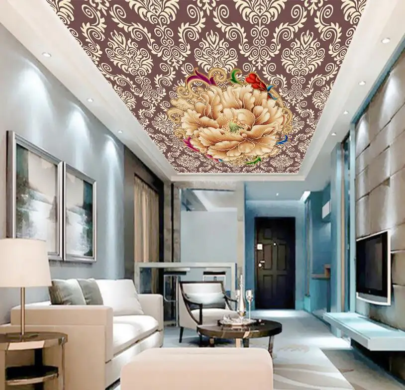 3D ceiling custom home decor wallpaper wall Chinese rose 3d HD stereoscopic wallpape murals | Обустройство дома