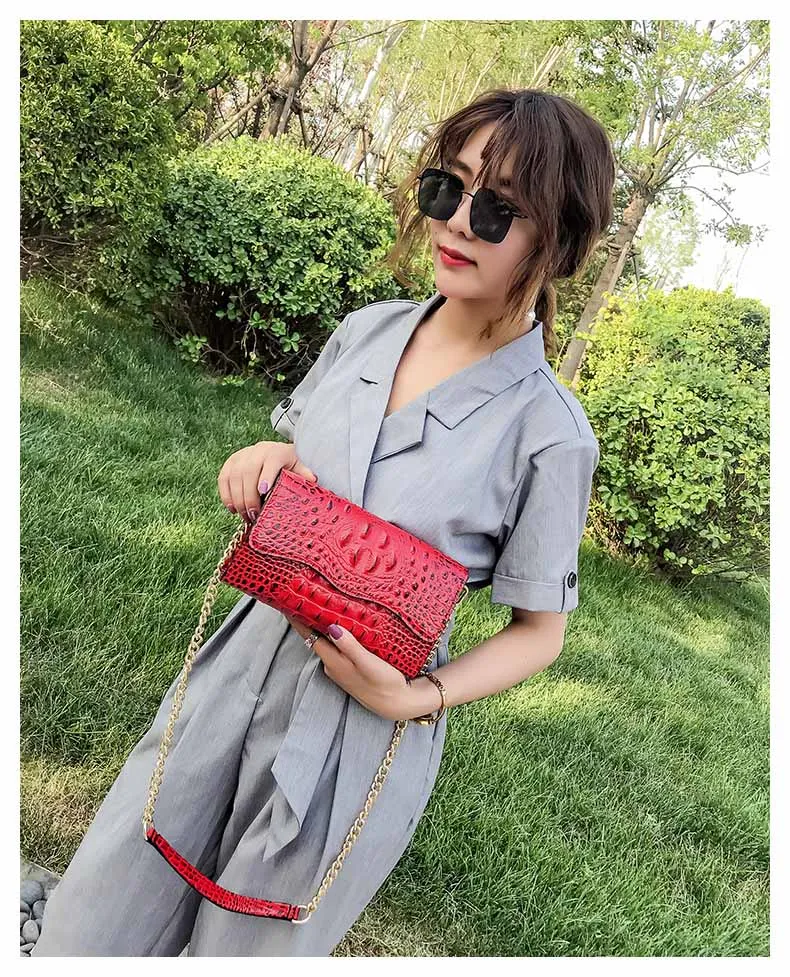 Black Leather Vintage Crocodile Luxury Handbags Women Bags Designer Chain Messenger Bag Female Small Red PU Crossbody Clutch Bag (14)