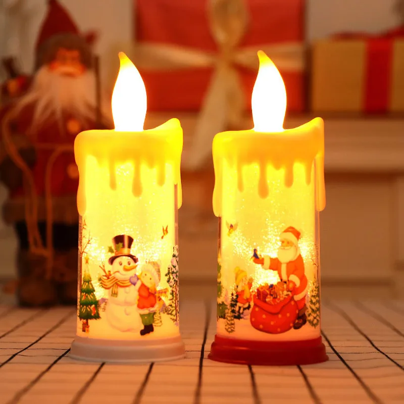 

LED Christmas Decoration Lights Xmas Teardrop Candle Electronic Simulation Candle Lamp Lightings for Christmas Party Home Decors