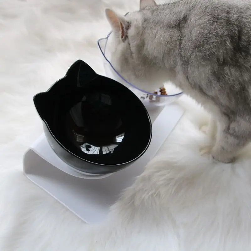 Миска для кошек Нескользящая двойная миска для кошек с поднятым подставкой миска для воды для домашних животных собачья кормушка для домашних животных кошачья Ушная форма