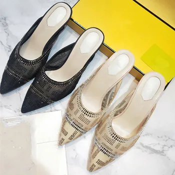 

Classic perfect elegant versatile comfortable pointed women's high heels sandals slippers flat shoes 5.5CM