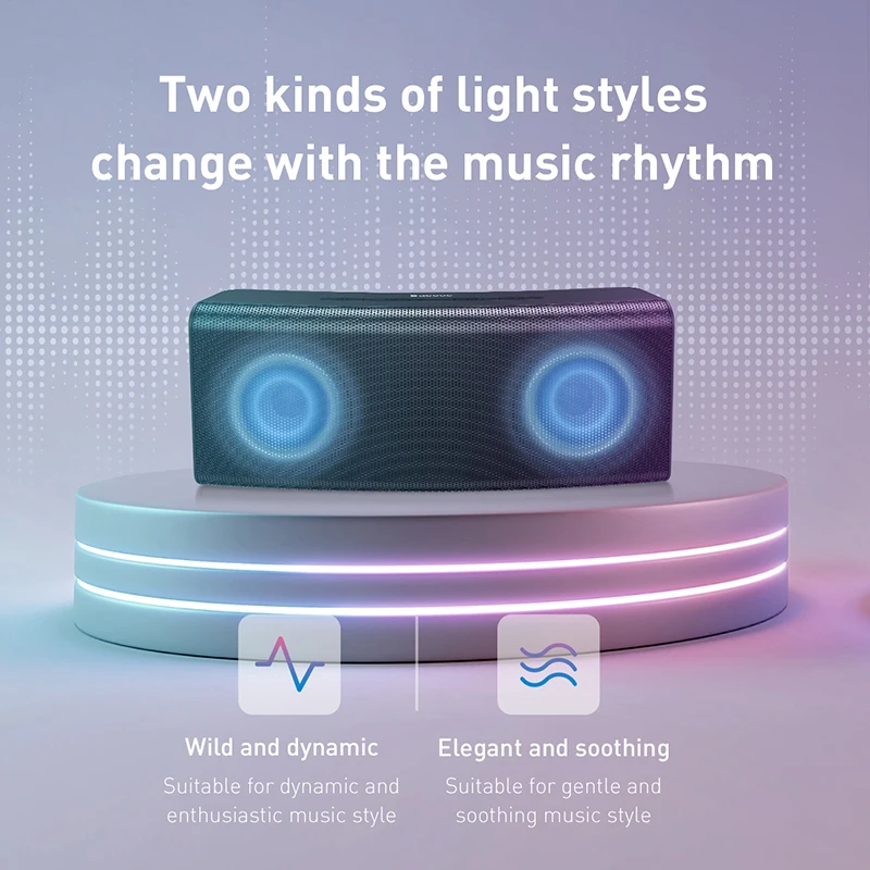 Baseus E08 портативный Bluetooth динамик открытый беспроводной Bluetooth 5,0 динамик s HIFI 3D стерео звук RGB светильник музыка громкий динамик