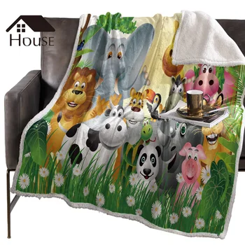 

BIGHOUSES Throw Blanket Elephant Lion Giraffe Panda Piggy Fleece Blankets Winter Blanket Personalized Blankets Bedclothes