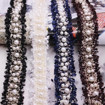 

3cm Korean Style Bead Lace, DIY Pearl Lace, Clothing Accessories, Headwear Accessories,5 Yards A Lot