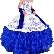 Белый с Синий бальное платье Бальные платья симпатичное детское Цветочное платье с вышивкой 16; выпускного вечера; для конкурса красоты; фуршетов великолепные вечерние Выпускные вечерние платья
