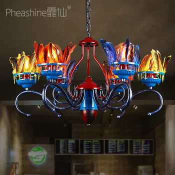 

Retro wrought iron chandelier American feather lamp clothing store bar catering shops decorated chandeliers