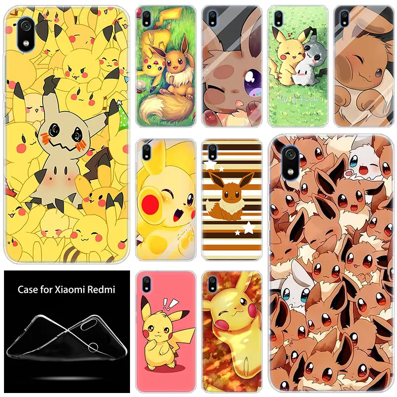 

luxury Silicone Case Pokemon Pikachu and Eevee for Xiaomi Redmi 7 7A GO S2 4X 5 5Plus 6 6A K20 Note 4 5A 6 7 8 Pro Fashion Cover