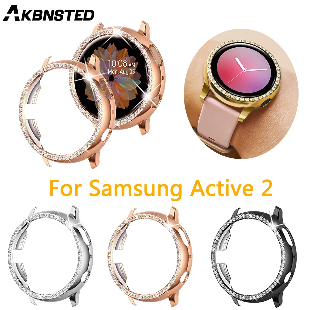 

AKBNSTED, Модный Блестящий Защитный чехол из поликарбоната для Samsung Galaxy Watch Active 2, 40 мм, 44 мм, Половина корпуса для часов