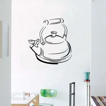 

WJWY Teapot Tea Time Cafe Interior New Design Art Mural Wall Vinyl Home Decor Kithchen Wall Sticker Poster Wallpaper