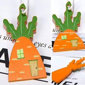 

9pcs Easter Rabbit Wooden Pendant Decoration DIY Wood Hanging Craft Cute Bunny Easter Ornaments Party Supplies Wood Crafts Gift