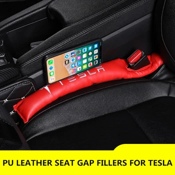 

2X Seat Gap Fillers For Tesla Model S Model X Model 3 PU Leather Barrier Pad Storage Slot Plug Interior Car Accessories