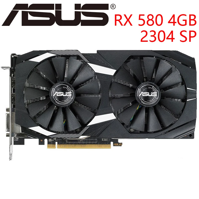 Видеокарта ASUS RX 580 4 Гб 256 бит GDDR5 видеокарты для AMD 500 серии VGA карты RX580 б/у DisplayPort HDMI