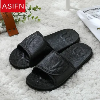 

ASIFN Men's Summer Slippers Flip Flops Women Simple Soft Bottom Non-slip Indoor Bathroom Home Sandals Couple Platform Shoes