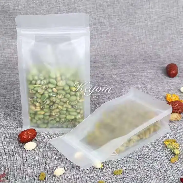 

Ecological reusable Plastic bag Frost Stand up square coffee candy nuts gift bag Zip Lock Seal for food packaging