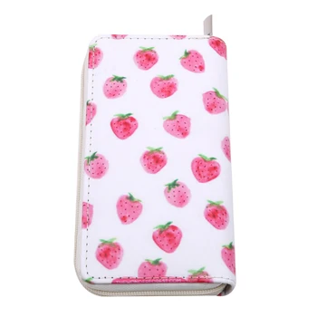 

Fashion High Quality Modern Women Leather Clutch Wallet Brand Printing Love Strawberry Watermelon Purse Card Holder Wallet Case