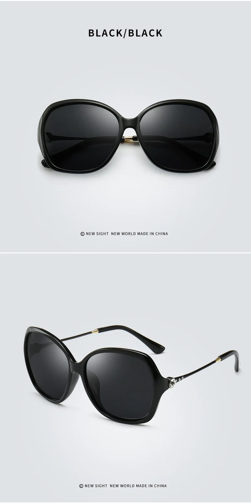 Simple Sunglasses Black Polarized Glasses Women Classic Diamond Craft Vintage Polaroid Lenses UV400 Driving Travel Essential