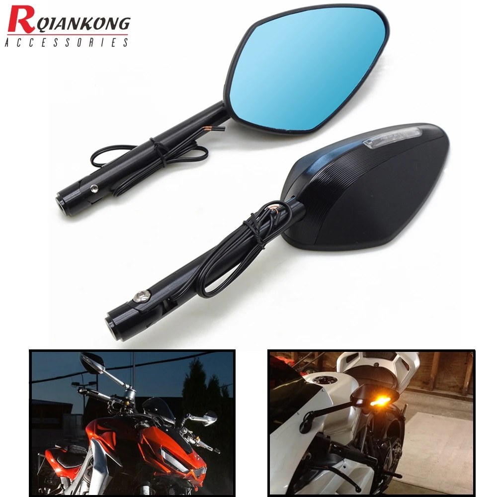 

Motorcycle Rearview Mirror Integrated LED Turn Signal Mirrors For Yamaha R6 R1 R3 FZ6 FZ1 TNAX 530 500 HONDA CBR600RR F4i CB650F