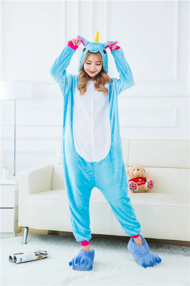 Единорог, Onesie, пижамы для взрослых, женские пижамы, пижама, единорог, зимняя одежда для сна, цельный комбинезон для взрослых