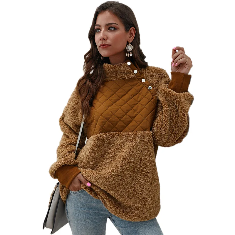 

Autumn Winter Women Sweatshirt Casual Pullovers Patchwork Turtleneck Crop Top Hoodie Long Sleeve Thick Warm Women Clothes 2019