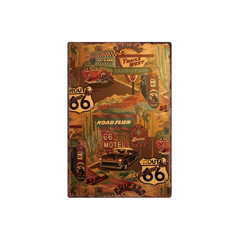 A Нью-Мехико Route 66 винтажная металлическая жестяная вывеска, плакат для мамы, для паба, бара, клуба, Декор, Канзас, наклейки на стену, домашний декор, MN113 - Color: A