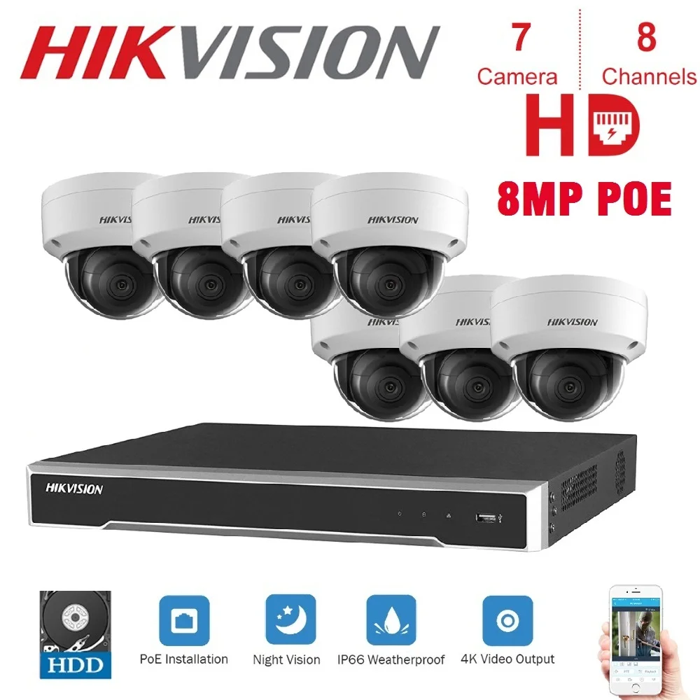 8 Kanalen Hikvision CCTV Камера Наборы 8POE 4K NVR наружная инфракрасная 8MP камера WDR huis bescherming systeem
