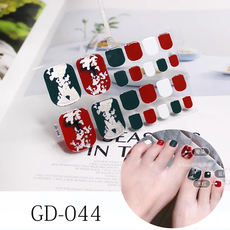 

Full Post Foot Toe Nail Stickers Wraps False Nail Tips Nail Strips Decal Shell Leopard Flower Waterproof and Durable